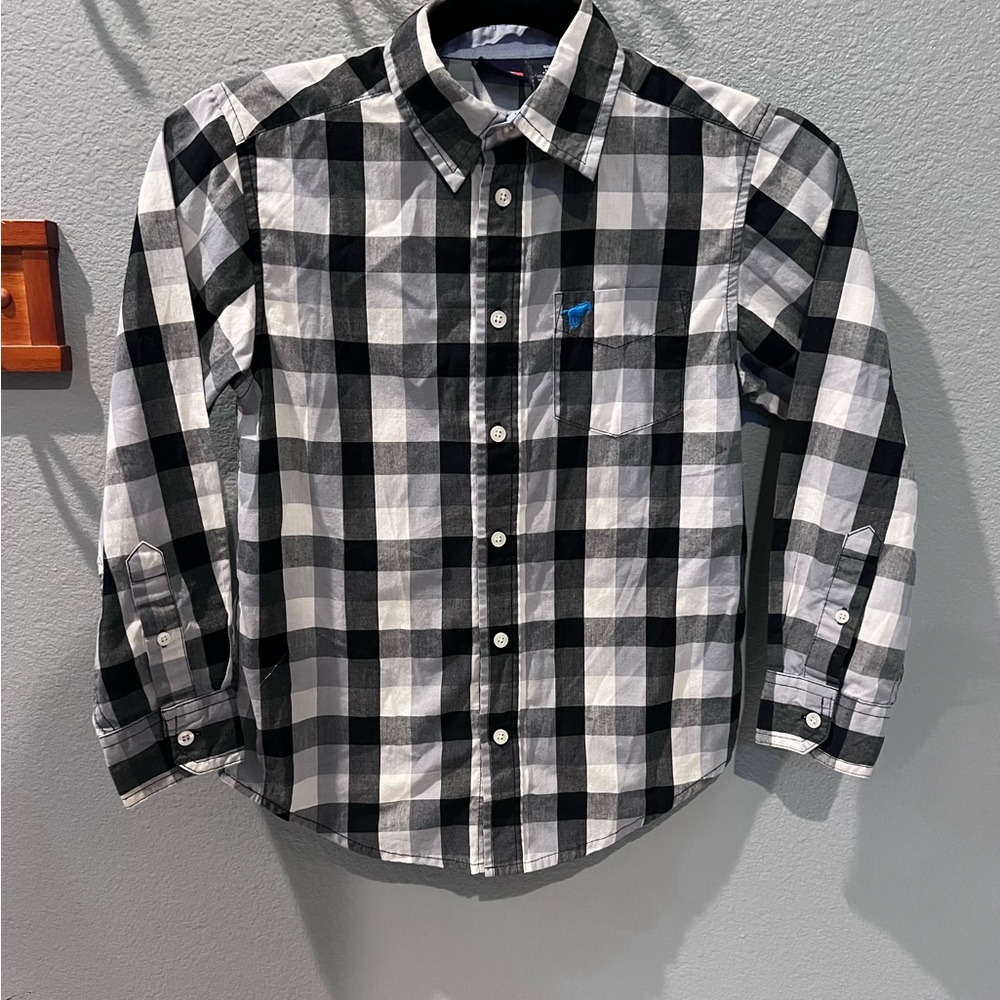 Boys Black and White Checkered Shirt